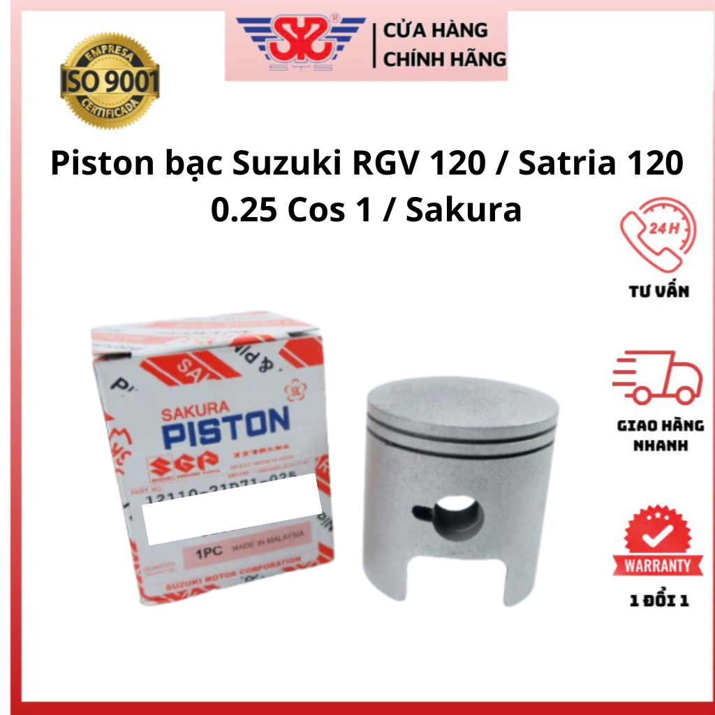 Bộ piston động cơ Xipo | Piston sport RGV120, Satria120, RGX120 Zin Malai 12110