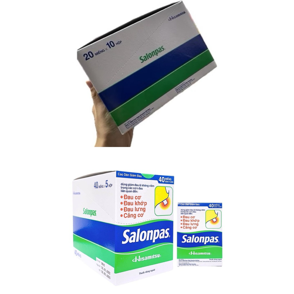 Miếng Dán Salonpas Hộp 200 Miếng Nhiều Loại Kích Cỡ Mùi Thơm🔥