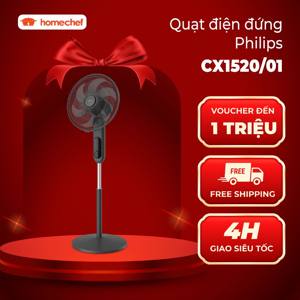 Quạt điện đứng Philips CX1520/01 bền Bỉ, Sang Trọng - Hàng Chính Hãng