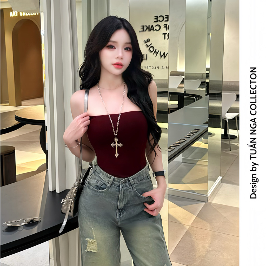 Áo ống, áo quây form dài CÓ MÚT NGỰC ôm body TUẤN NGA COLLECTION áo tube chất cotton cao cấp mềm mịn co dãn | BigBuy360 - bigbuy360.vn