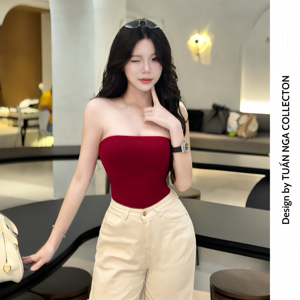 Áo ống, áo quây form dài CÓ MÚT NGỰC ôm body TUẤN NGA COLLECTION áo tube chất cotton cao cấp mềm mịn co dãn | BigBuy360 - bigbuy360.vn