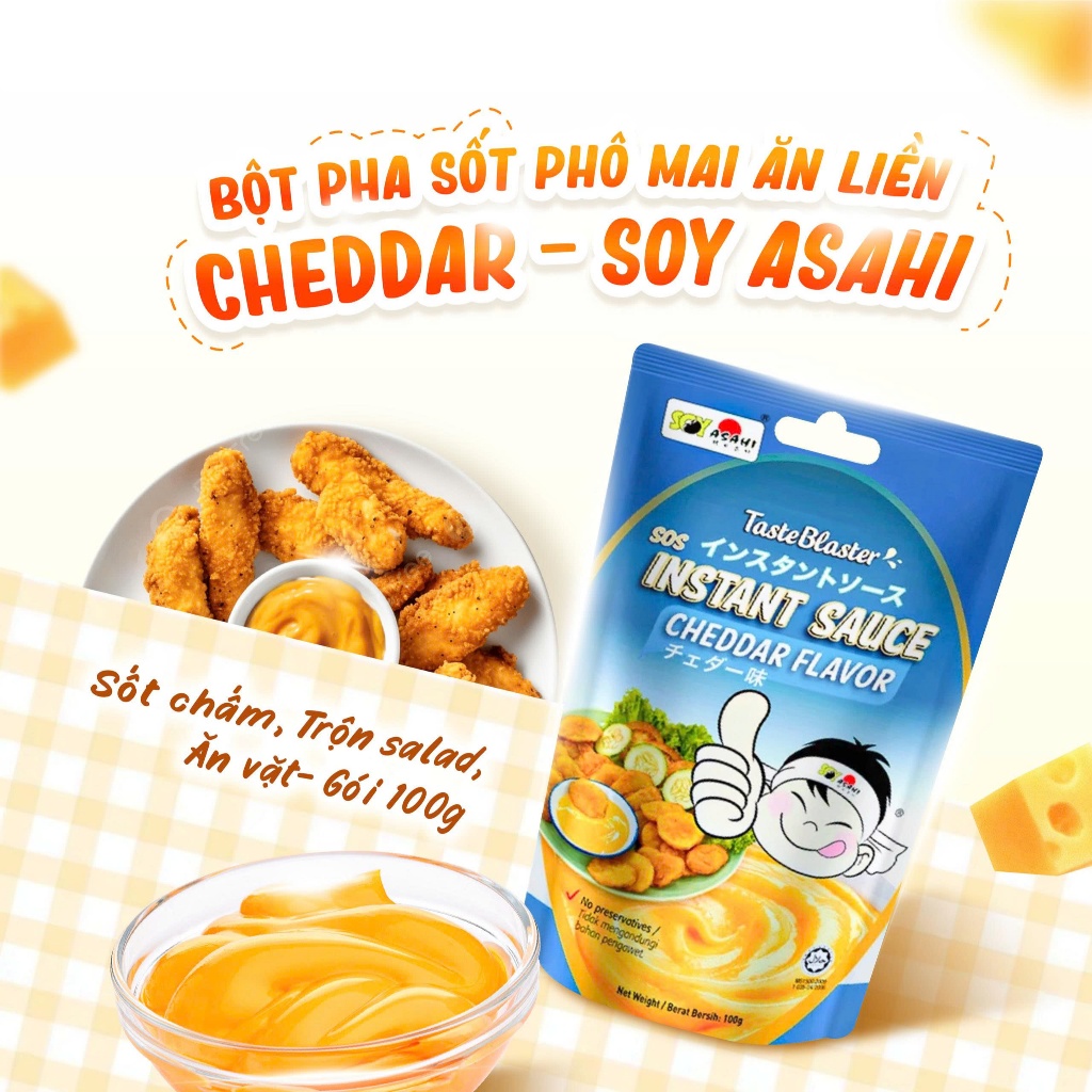 Bột pha sốt phô mai ăn liền Cheddar - Soy Asahi chấm gì cũng ngon