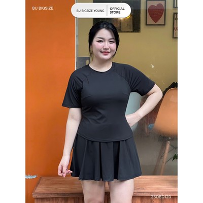 Set bộ áo tập chân váy xòe BIGSIZE (55kg đến 95kg) - 25DBD120  - [BU Bigsize Young]