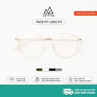 Gọng kính cận thời trang nam nữ ANNA kim loại dáng tròn bầu unisex cá tính OL 23001