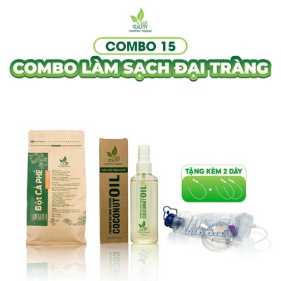 Combo 15 Làm Sạch Đại Tràng: Bột Cà Phê Không Rang 1kg + Túi Truyền Nhựa + 3 Dây Truyền Nhựa + Dầu Dừa 100ml