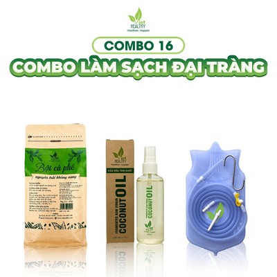 Combo 16 Làm Sạch Đại Tràng: Bột Cà Phê Nguyên Trái Không Rang 1kg + Túi Truyền Silicon + Dầu Dừa 100ml