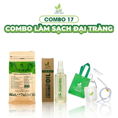 Combo 17 Làm Sạch Đại Tràng: Bột Cà Phê Nguyên Trái Không Rang 1kg + Bộ Ca Truyền + Dầu Dừa 100ml
