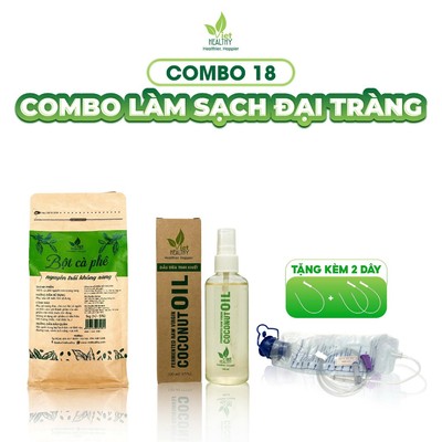 Combo 18 Làm Sạch Đại Tràng: Bột Cà Phê Nguyên Trái Không Rang 1kg + Túi Truyền Nhựa + 3 Dây Nhựa + Dầu Dừa 100ml
