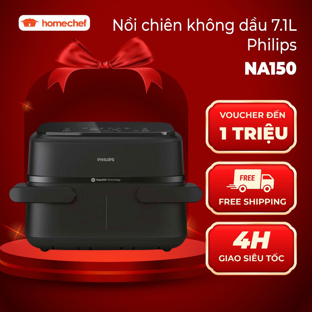 Nồi Chiên Không Dầu Philips NA150 - Dung Tích 7.1L - Công Nghệ Rapid Air - Tiết Kiệm Dầu 90%