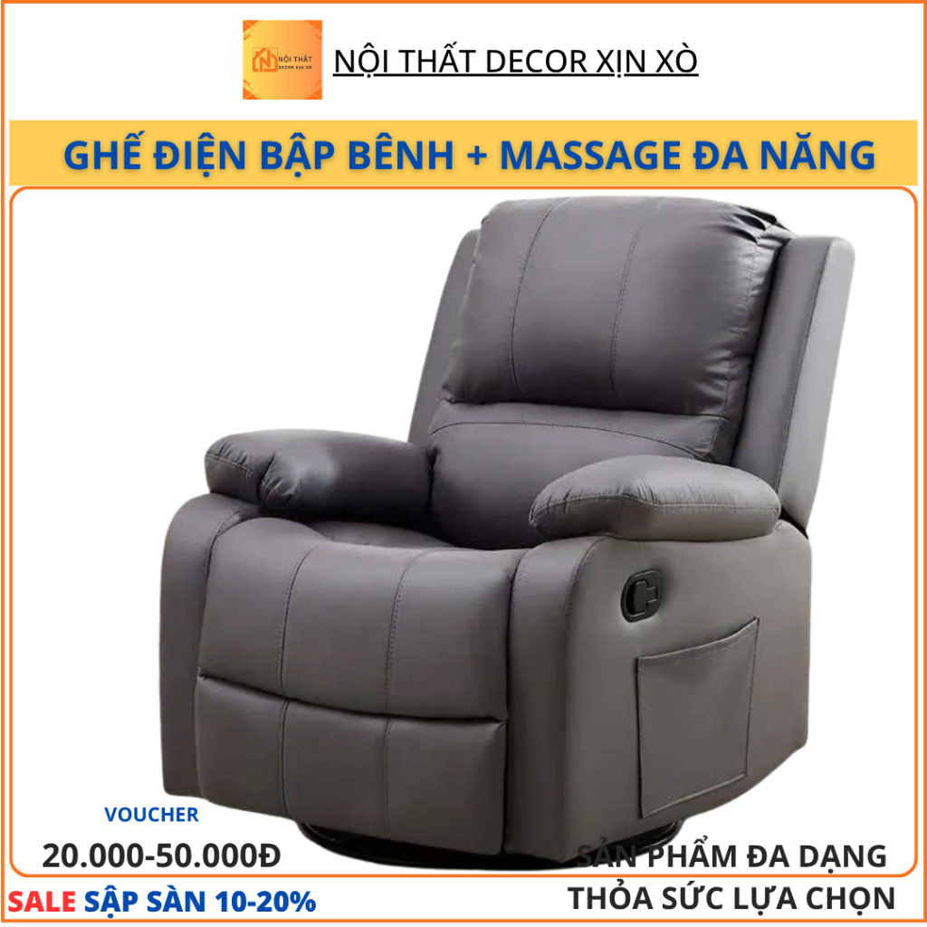 Ghế sofa da massage + bập bênh thư giãn có điều khiển đa năng, nghỉ ngơi, làm việc, đọc sách,...
