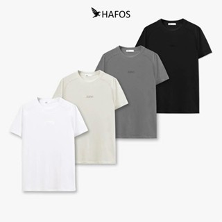 [ SALE 50% ] Áo Thun Nam HAFOS ROOKEE Cổ Tròn In Nổi 8 Màu Vải Cotton Mát. Áo phông nam tay raglan logo in nổi dễ phối đ