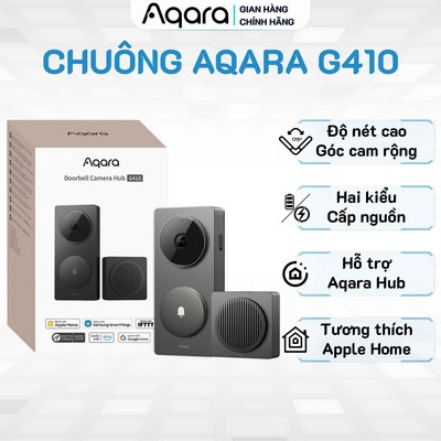 Chuông cửa có hình Aqara G410 kiêm hub - Độ nét cao 2K, Góc quét rộng 175 độ, Hỗ trợMatter/HomeKit, Dùng pin hoặc nguồn