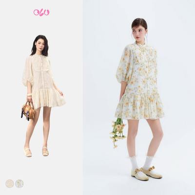 Đầm OLV kiểu tơ hoa babydoll xếp li Fiorella trẻ trung nữ tính