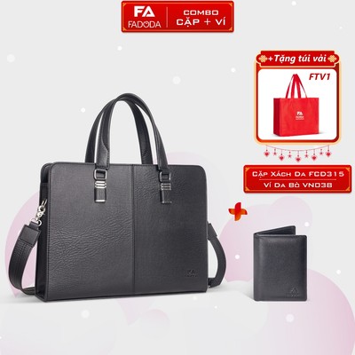 COMBO SIÊU HỜI - Cặp da công sở Fadoda FCD315 và Ví da bò Fadoda VN038