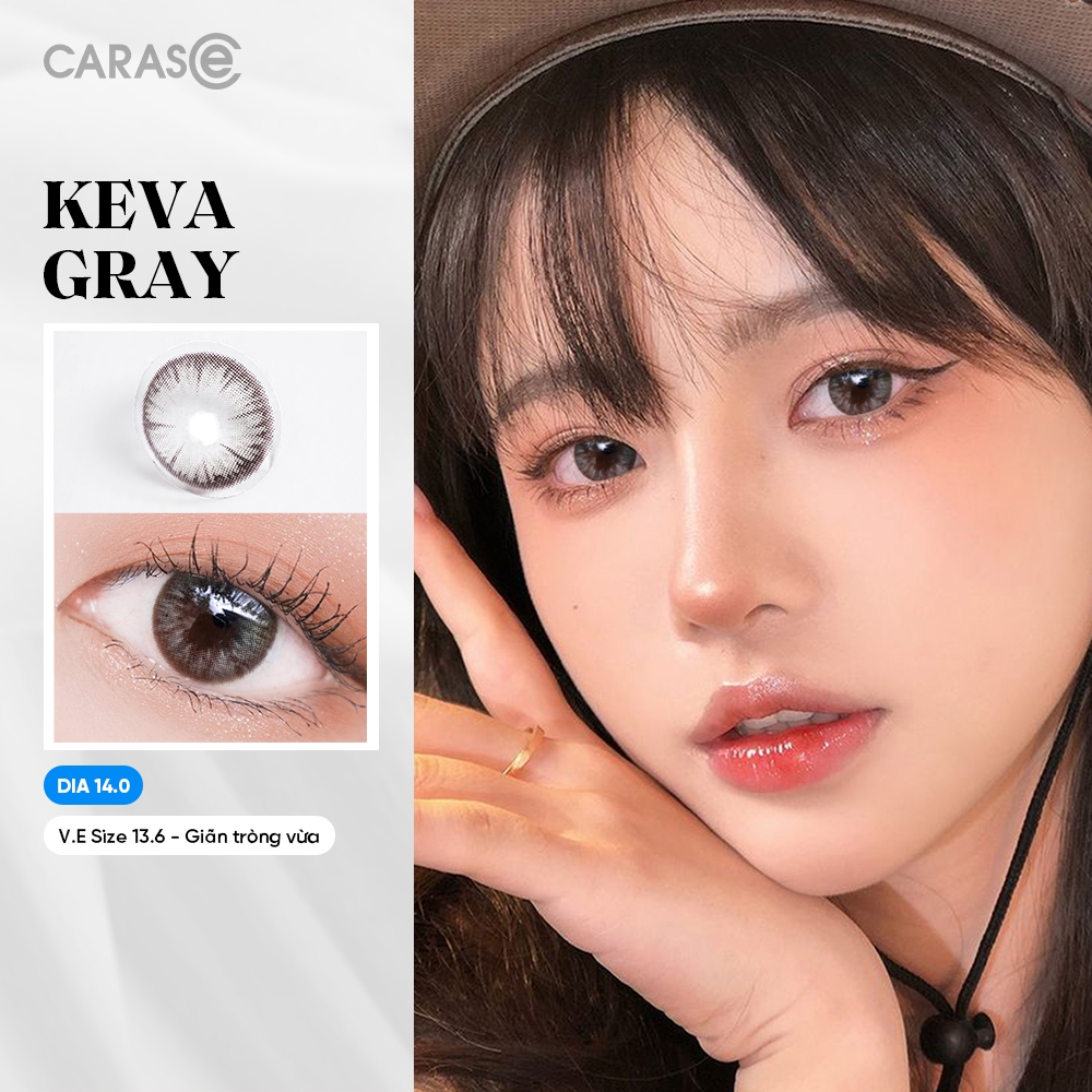 [CARASE] Lens Cận 1 chiếc 1 Ngày Keva Gray Màu Xám -  Kính Áp Tròng Khóa Ẩm