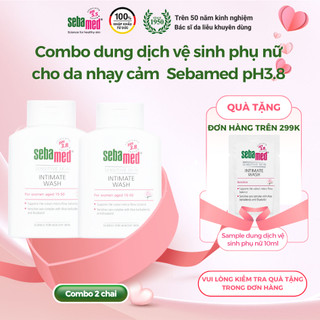  Combo 2 chai Dung dịch vệ sinh phụ nữ chuẩn cân bằng pH Feminine Intimate Wash Sebamed pH3.8 200ml ngừa viêm vùng kín 