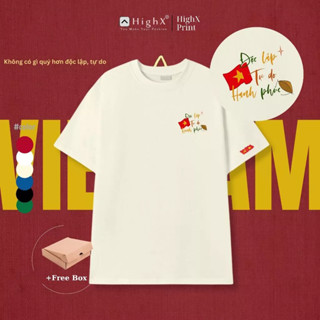 [Có Hộp] Áo thun unisex tay lỡ form rộng in họa tiết ĐỘC LẬP TỰ DO HẠNH PHÚC chất cotton cao cấp dày dặn thoáng mát