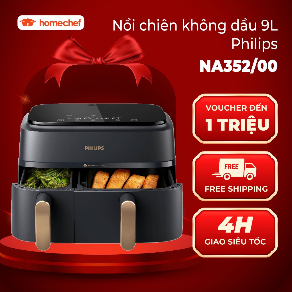 Nồi chiên không dầu điện tử Philips NA352 - dung tích 9L, bảo hành 2 năm | Hàng chính hãng