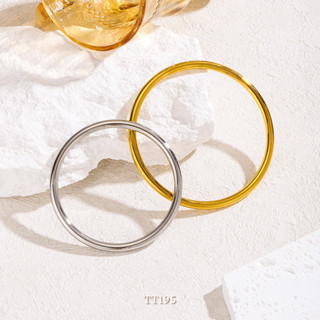   KHÔNG ĐEN GỈ  Vòng tay thép Titan vàng bạc trơn Kiềng tròn cao cấp basic đơn giản Mely TT195 