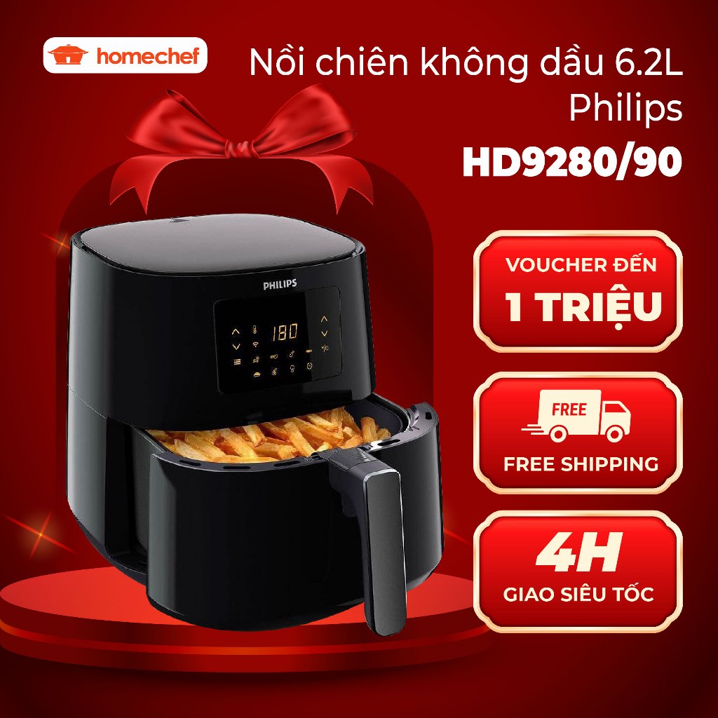Nồi chiên không dầu Philips Rapid Air HD9285/HD9280, chiên vàng giòn rụm| Chính hãng, bảo hành 2 năm