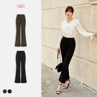 Quần ống loe OLV cạp cao tôn dáng dễ phối đồ Flare Trousers nhiều màu chất vải dày mịn ít nhăn
