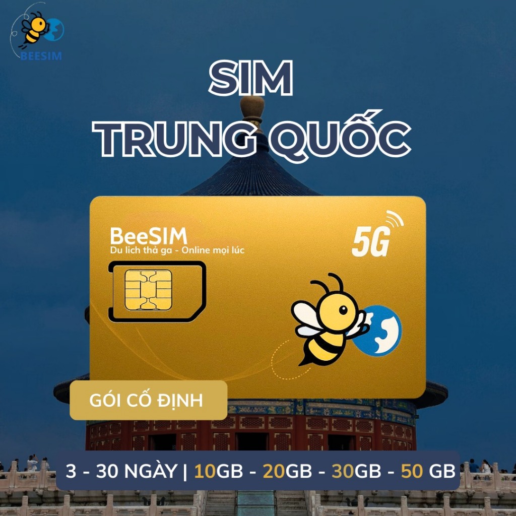 [SIM VẬT LÝ] SIM Du Lịch Trung Quốc – Gói Total 10GB / 20GB / 30GB / 50GB – SIM Vật Lý