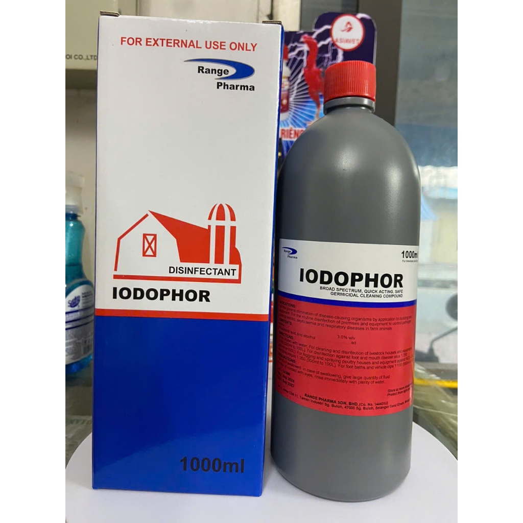 Iodine / Iodophor 1lít khử trùng chuồng trại, dụng cụ chăn nuôi