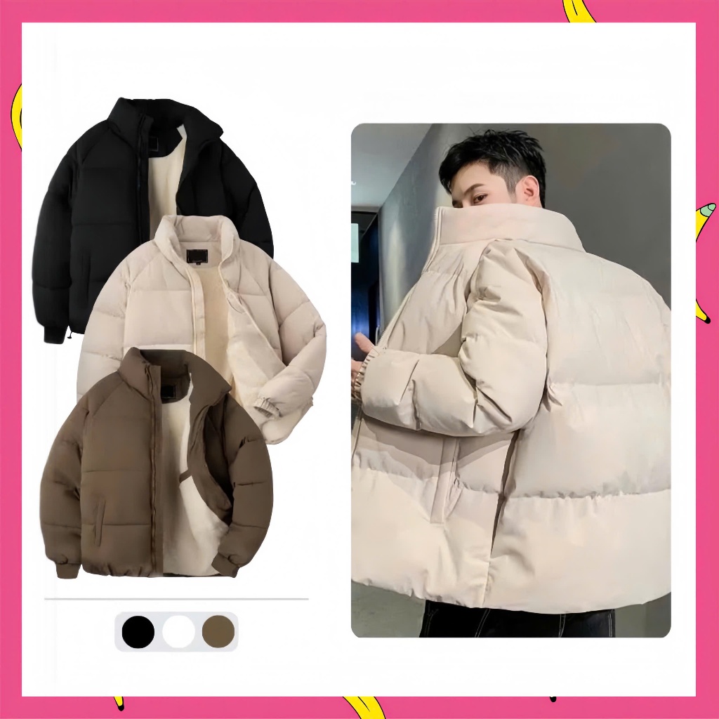 CATTEEN ÁO KHOÁC PHAO NAM CỔ CAO LÓT LÔNG CỪU ẤM ÁP MÙA ĐÔNG DỄ MẶC PHÙ HỢP THỜI TRANG