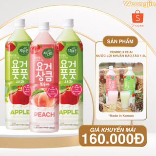 Sale Date Tháng 2/2026 - Combo 3 Chai Nước Lợi Khuẩn Đào/Táo - Woongjin chai 1.5L