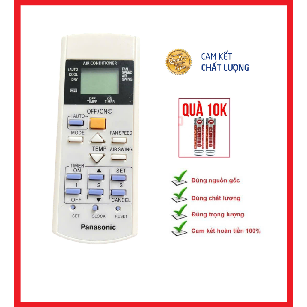 Remote điều khiển điều hòa Panasonic iauto nút xanh nhỏ - tặng kèm pin