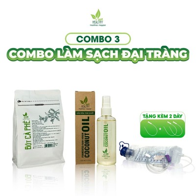 COMBO 3 Làm Sạch Đại Tràng: Bột Cà Phê 500g + Túi Nhựa + 3 Dây Nhựa + Dầu Dừa 100ml