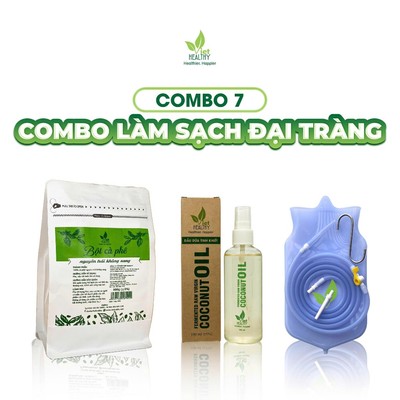 COMBO 7 Làm Sạch Đại Tràng: Bột Cà Phê Nguyên Trái Không Rang 500g + Túi Silicon + Dầu Dừa 100ml