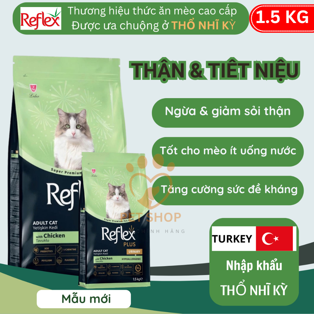 Hạt Reflex cho mèo, Hạt Reflex tiết niệu ngừa sỏi thận, sỏi bàng quang gói 1,5KG