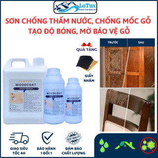 Sơn gỗ chống nước, chống thấm, chống mốc không cần pha xăng, bảo vệ màu, bóng gỗ, chống mối mọt, nội ngoại  thất, Lotux