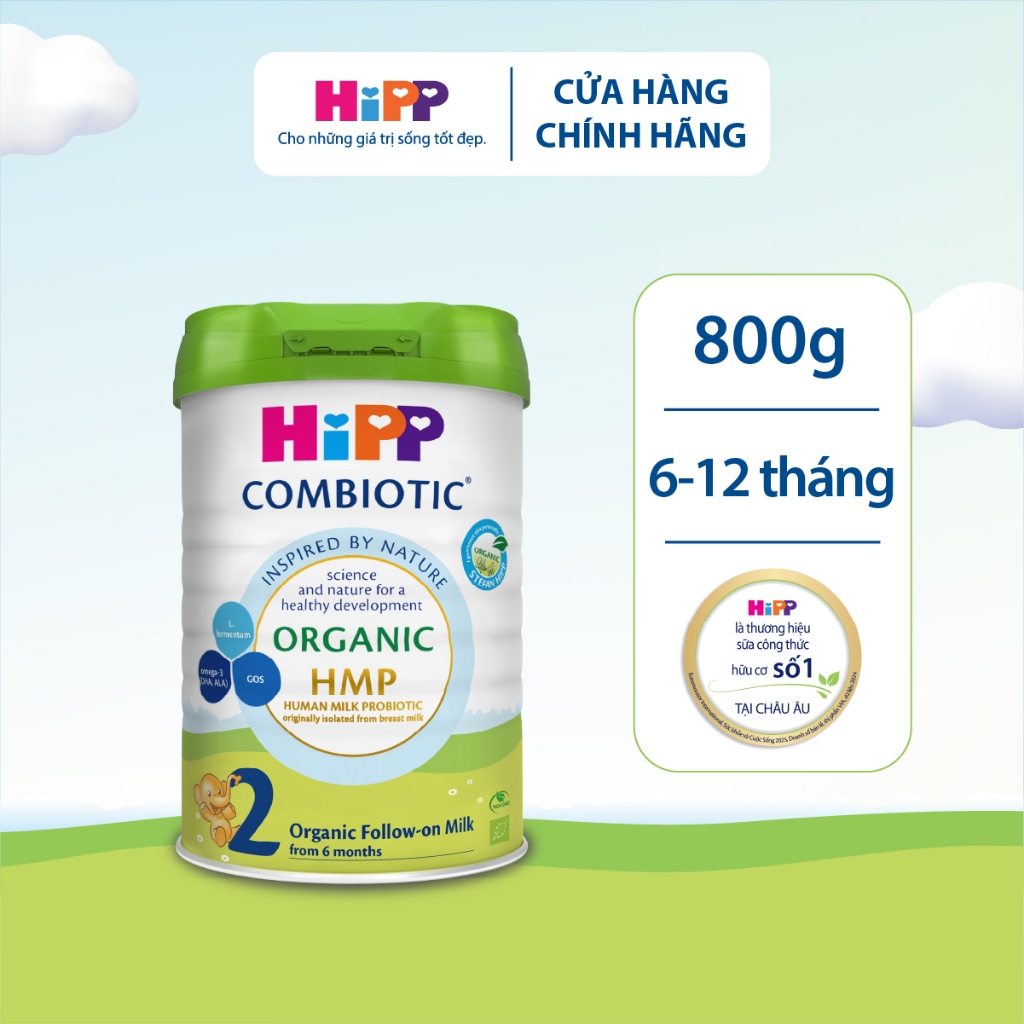 Sữa bột công thức HiPP 2 Organic Combiotic 800g bổ sung DHA trực tiếp dành cho trẻ nhỏ