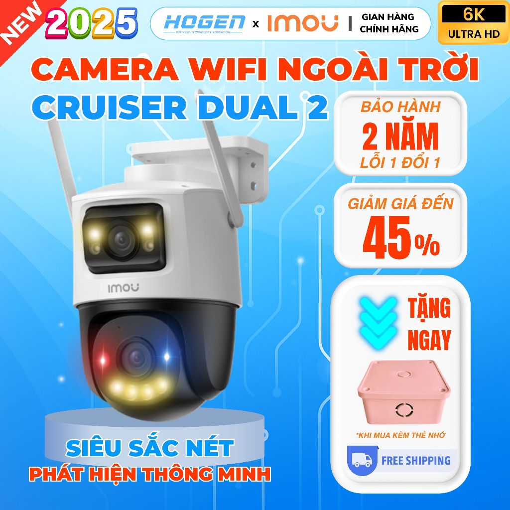 [CHÍNH HÃNG] Camera IMOU Cruiser Dual 2 10MP S7XEP – Camera Wifi 2 Ống Kính,Siêu Nét, Chớp Xanh Đỏ