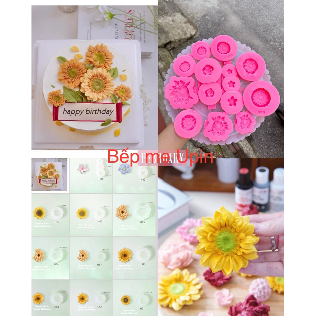 Khuôn silicon hoa hướng dương hàn quốc sét 11 khuôn pipgel rau câu