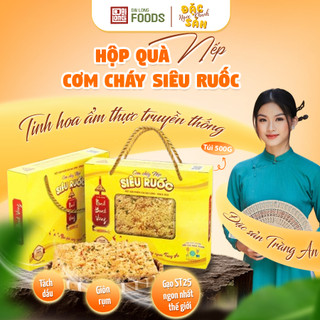  Xách quà cơm cháy siêu ruốc Đại Long Food đặc sản Ninh Bình Vàng thơm ngon làm quà biếu sang trọng tinh tế 500g 