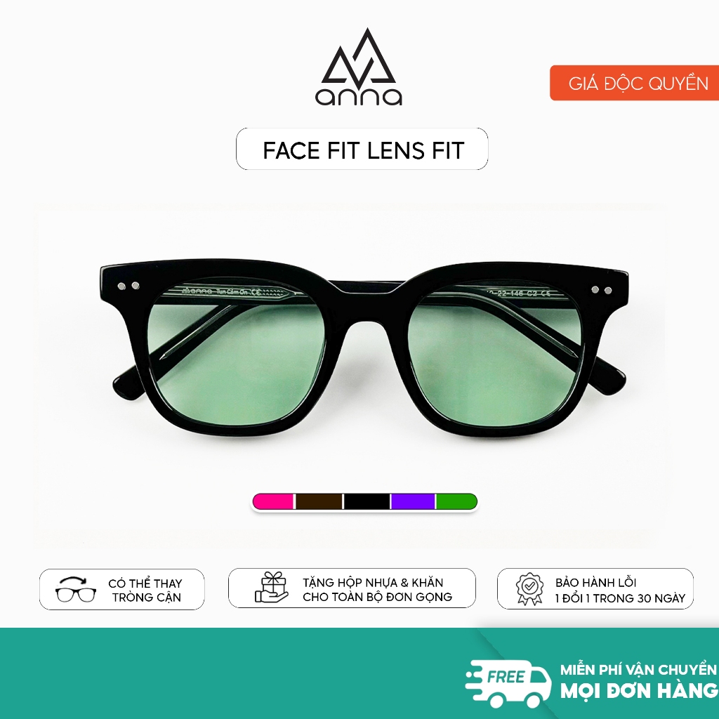 Kính mát nam nữ thời trang ANNA dáng vuông tròng nhựa râm chống tia UV RA0019