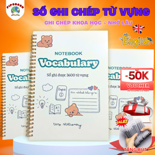 Sổ tay từ vựng Tiếng Anh 120tr khổ B5, học 3600 từ vựng tiếng Anh, Trung, Nhật, Hàn - Pipobook shop