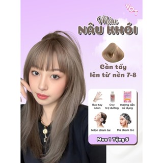  Thuốc nhuộm tóc màu NÂU KHÓI Kem nhuộm tóc nam nữ tại nhà VOT Hair Tặng Oxy Collagen trợ ủ nhuộm tóc 