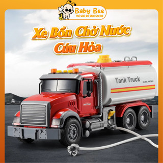 Đồ Chơi Xe Bồn Chở Nước Cứu Hoả, Xe Chạy Bánh Đà Có Nhạc, Đèn, Vòi Xịt Nước Như Thật Cho Bé- BabyBee