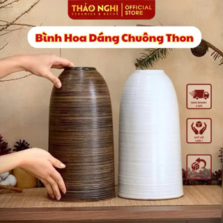Bình Hoa - Lọ Cắm Hoa Dáng Chuông Thon Cao 33cm - Lọ Hoa Gốm Bát Tràng Trang Trí Dáng Chuông Cắm Hoa |Thaonghiceramics