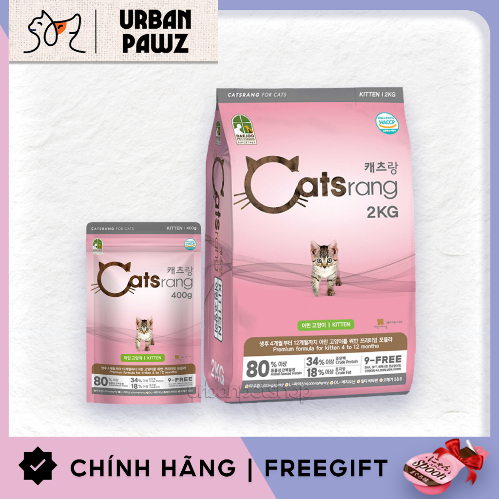 Catsrang Kitten 400g/2kg – Hạt Khô Cho Mèo Con 3–12 Tháng, Mèo Mang Thai & Cho Con Bú