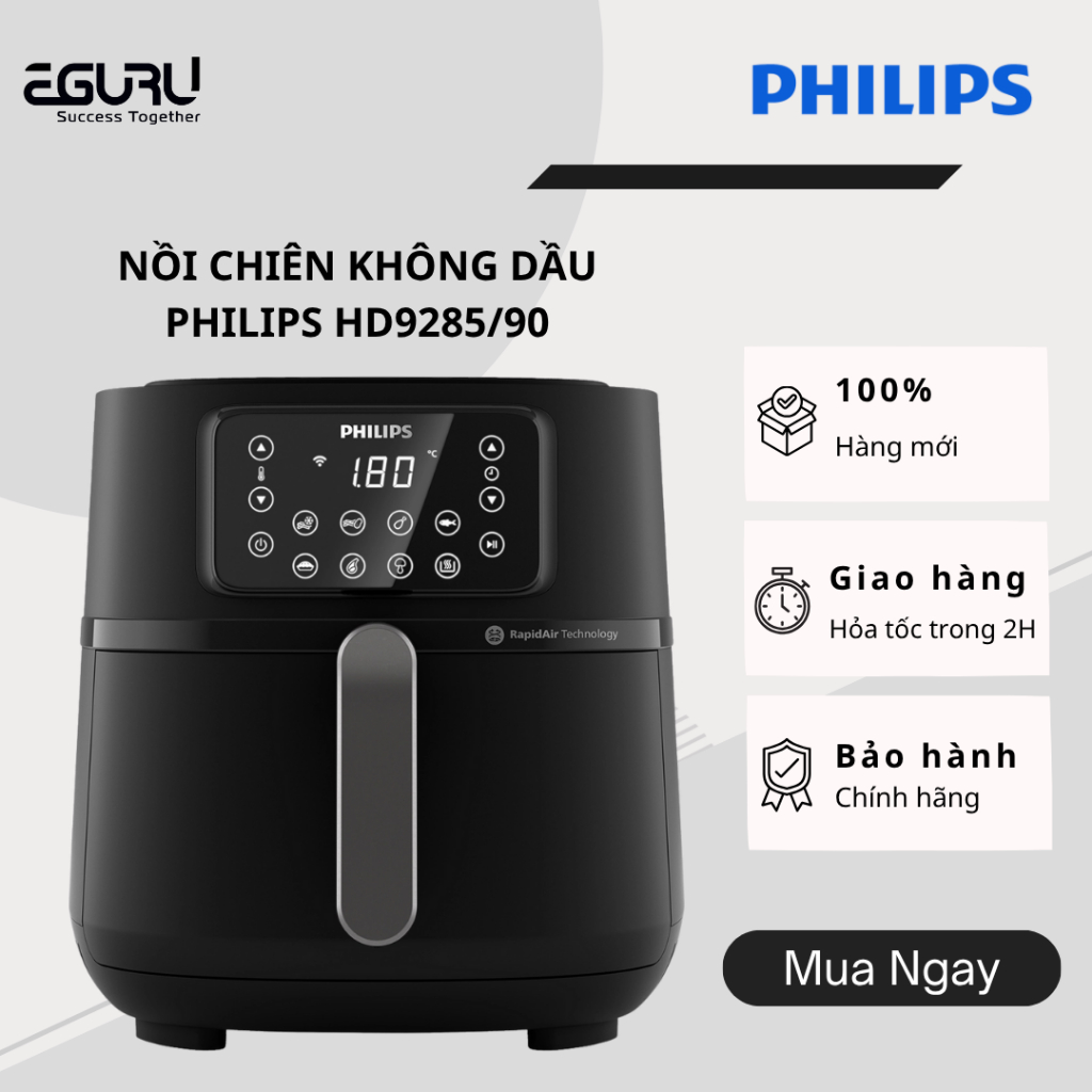 Nồi Chiên Không Dầu Philips HD9285/90 Size XXL Wifi Connected - Hàng Chính Hãng - Bảo Hành 24 Tháng