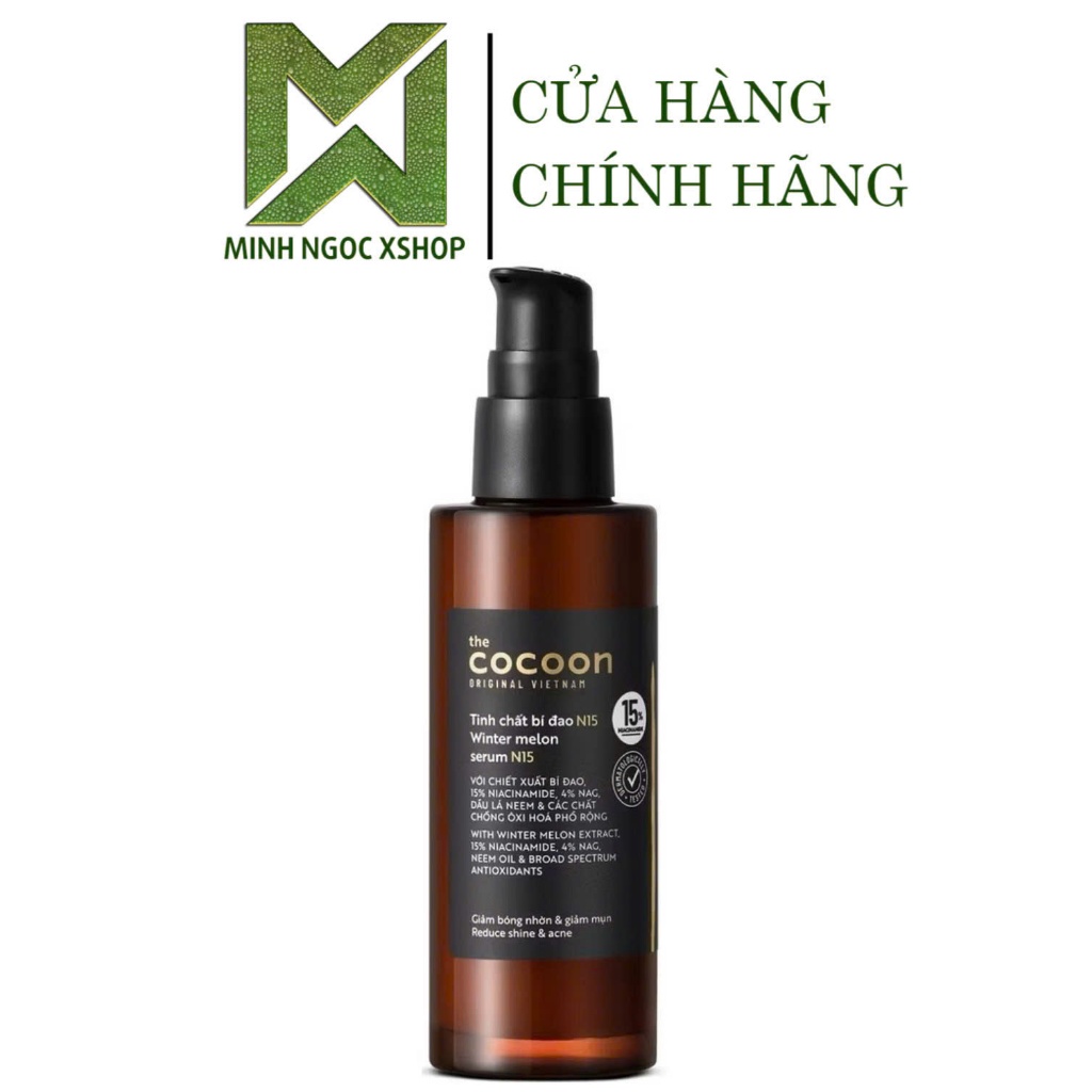 Tinh chất bí đao N15 (serum) với 15% niacinamide giảm bóng nhờn và giảm mụn Cocoon 70ML
