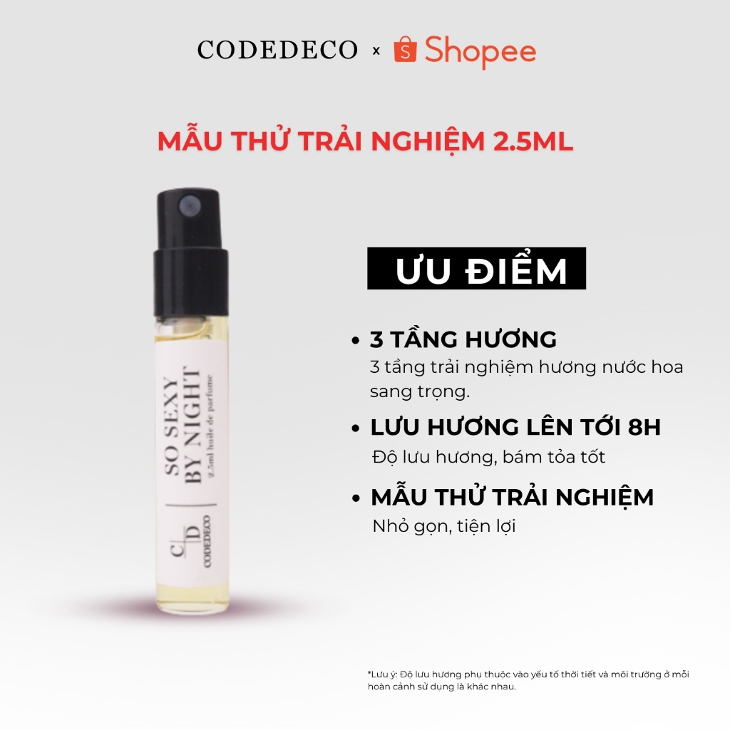 Tinh dầu nước hoa CODEDECO So Sexy By Night 2.5ml
