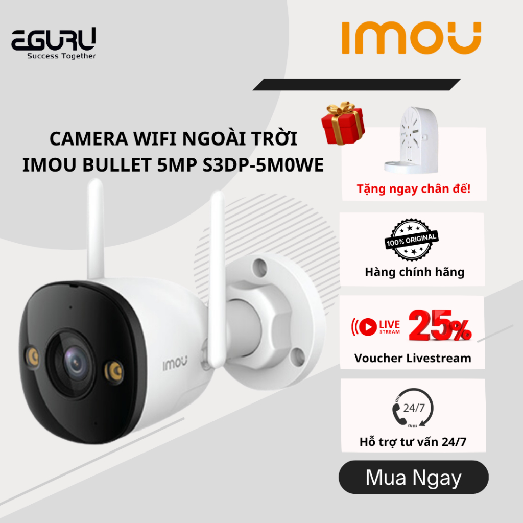 Camera Wifi IMOU BULLET 3 S3EP 3K 5MP, Full Color, Đàm Thoại 2 Chiều, IPC-S3EP-5M0WE 5MP 3K