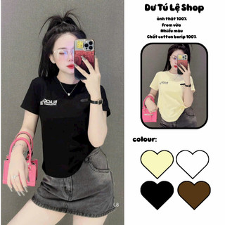  Áo Baby Tee Trơn Chữ BLACK Borip Quảng Châu 4 Chiều Tay Ngắn - Dư Tú Lệ Shop 