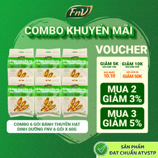 Combo 6 gói bánh thuyền hạt dinh dưỡng mix gạo lứt ăn vặt không đường FNV 6 gói x 60g bánh hạt giảm cân hỗ trợ giấc ngủ